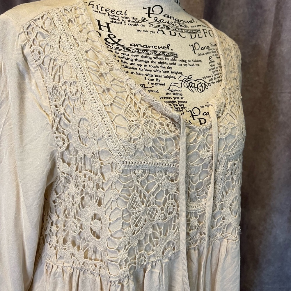 Tantrums Cream Lace Detail Top Boho Large - Picture 2 of 7